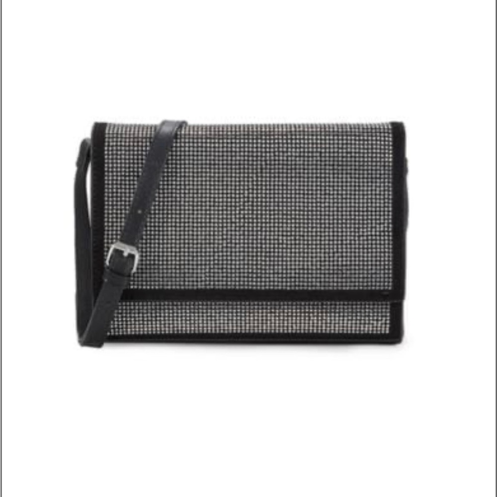 NWT Badgley Mischka Vegan Leather Microsuede Black Studded Crossbody